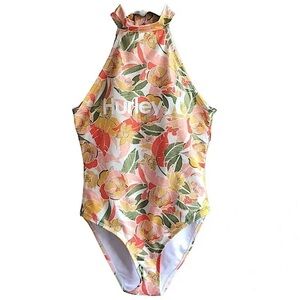 Hurley Tropical Print Racerback One Piece Swimsuit Size Small